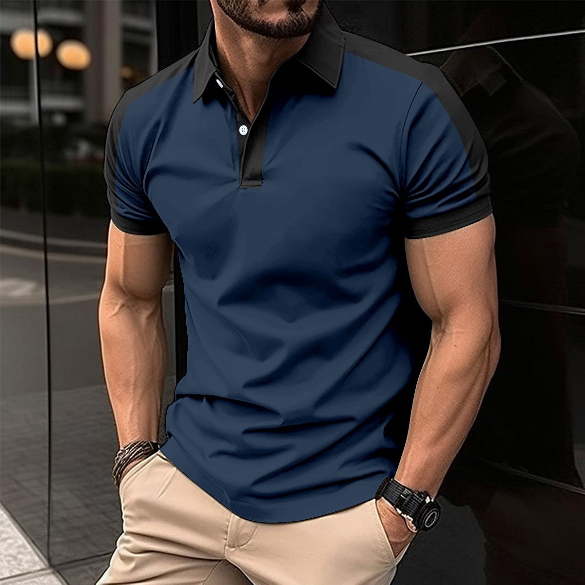 Men's Short Sleeve Business Shirt Summer Casual Polo Shirts - Image 8