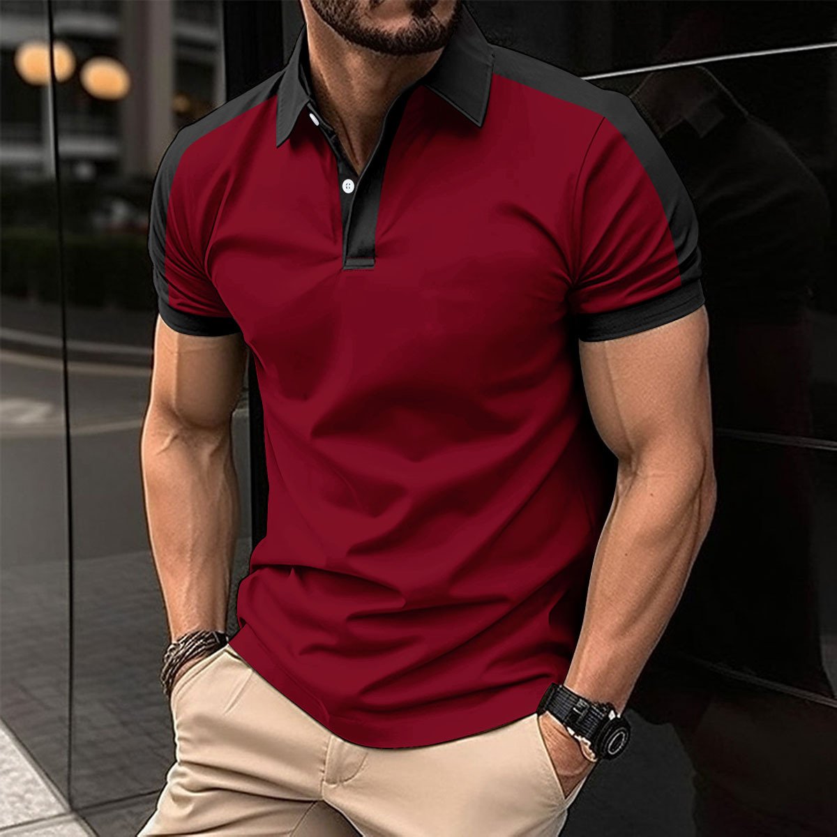 Men's Short Sleeve Business Shirt Summer Casual Polo Shirts - Image 5
